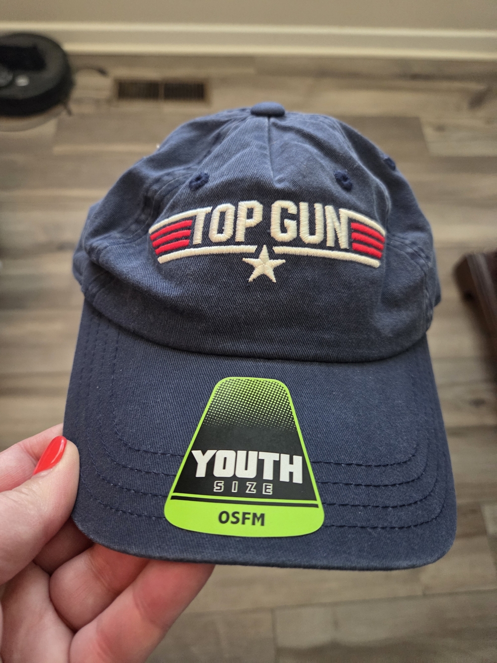 Paramount Navy Blue Top Gun Youth Hat with Red and White Embroidery